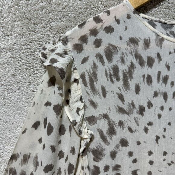Rails Ora Puma Long Sleeve Rayon Dress Size Small Neutral Animal Print Ruffled - Picture 4 of 15